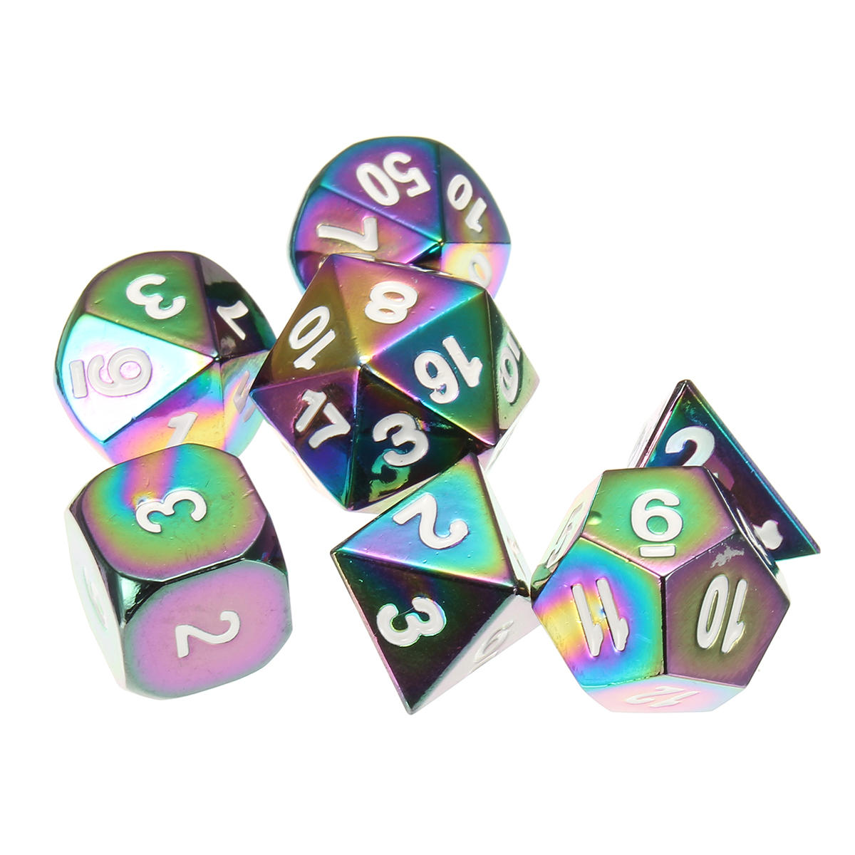 7 stuks colorful zinklegering polyhedral dice set bordspel multisided dobbelstenen gadget:
