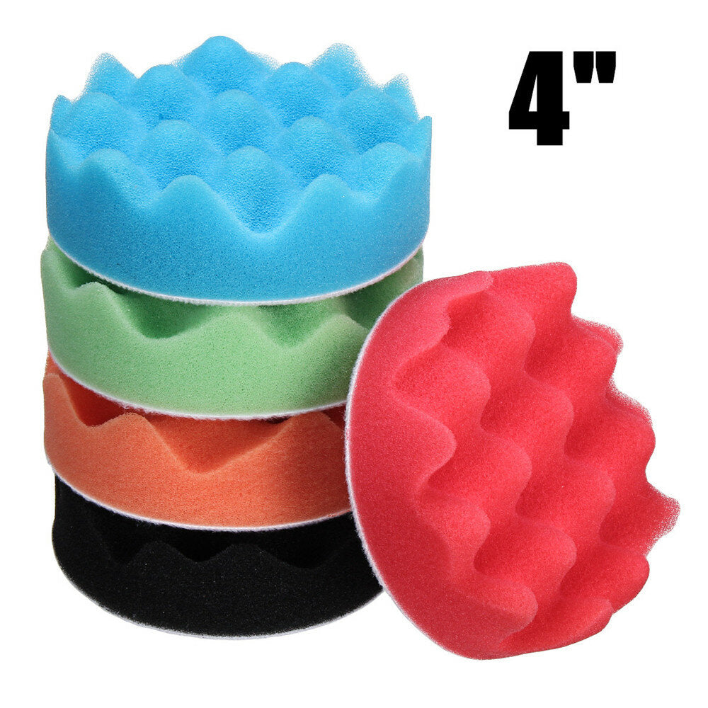 5 stuks 4 inch 5 inch spons schuim polijstpad waxen buffing matten polijstmachine kit: