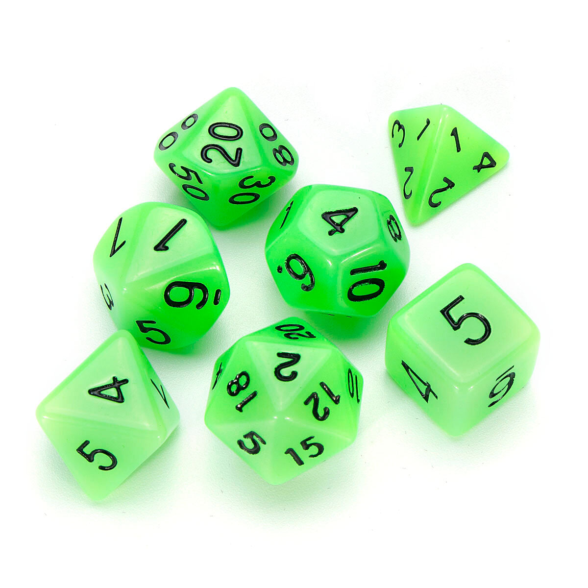 7 stuks lichtgevende polyhedral dobbelstenen multi-sided dobbelstenen set polyhedral dobbelstenen met dobbelstenen cup rpg gadget