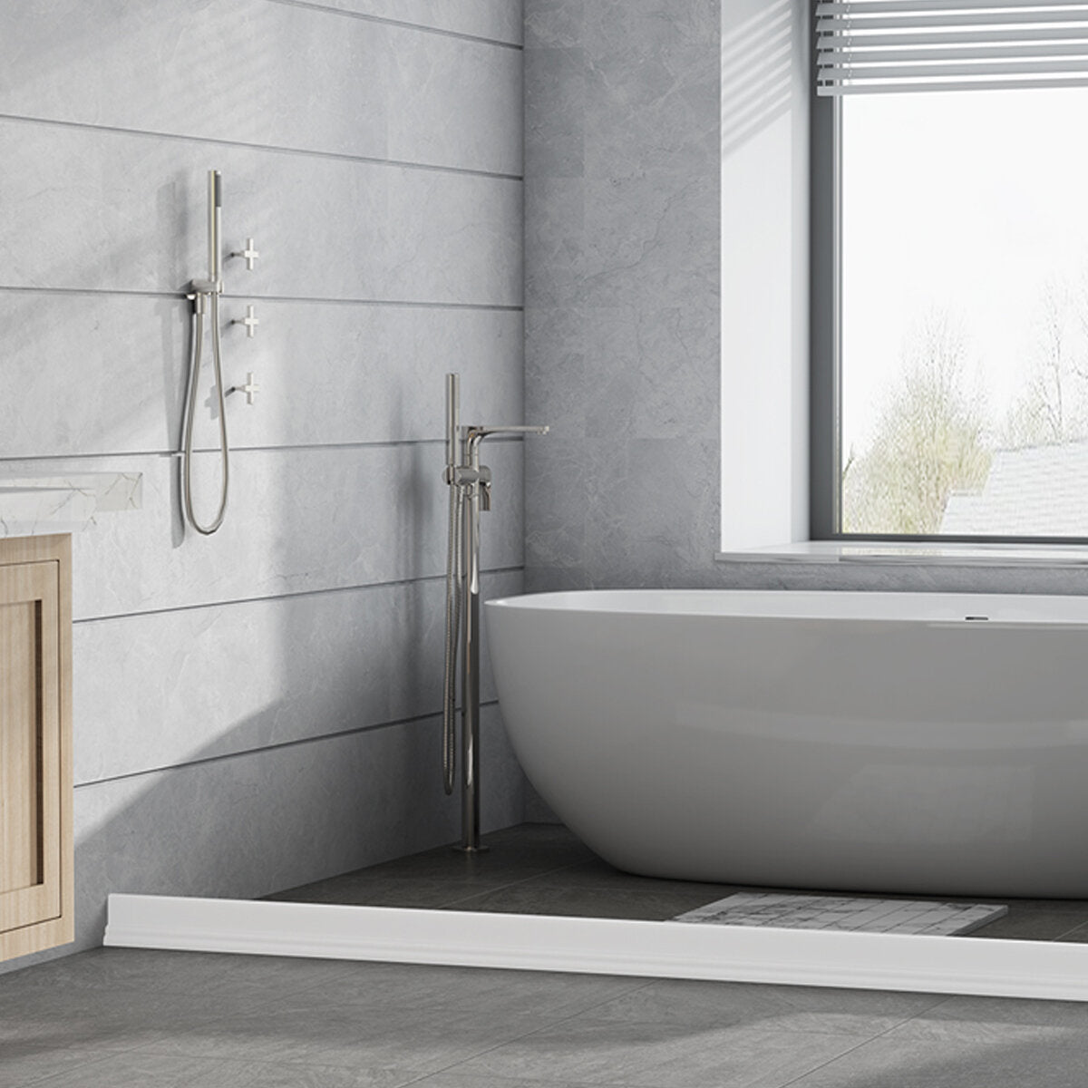 badkamer keuken opvouwbare waterstop zelfklevend rubber dam douchebarrière wit / transparant