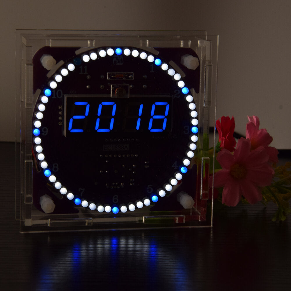fourth generation dhz ec1838b ds1302 light control rotation led electronic clock kit music alarm clock with housing