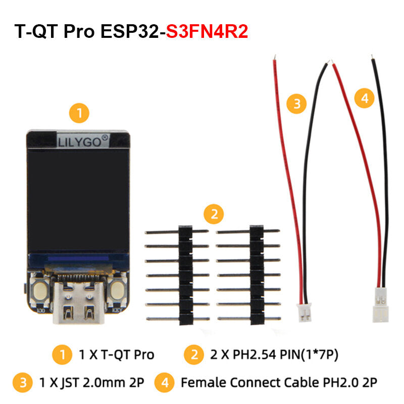 lilygo® t-qt pro esp32 s3fn4r2 s3fn8 gc9107 0.85 inch lcd display module development board wifi bluetooth full color 128*128p display screen
