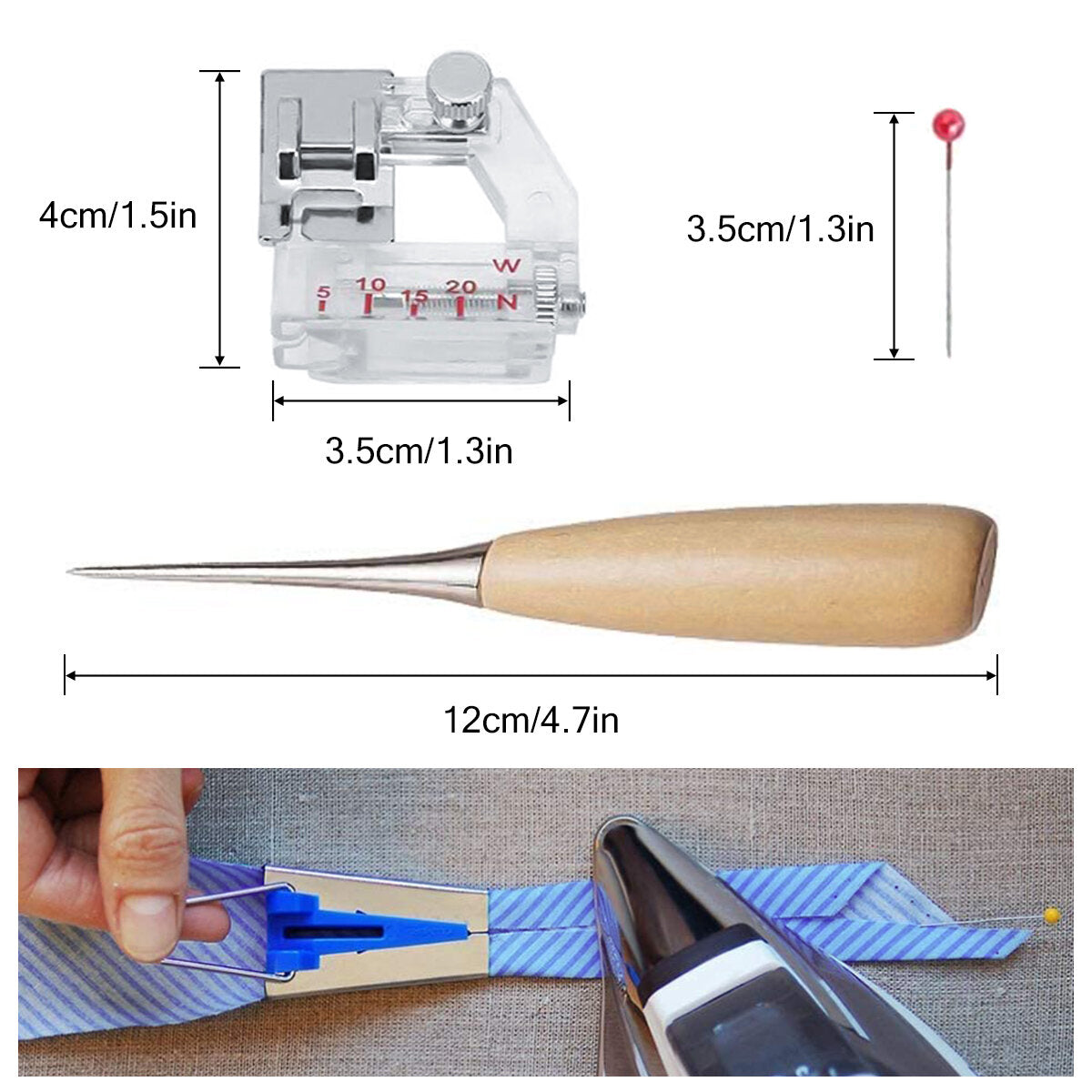 naaiband maker kits 4 maten 6 mm 12 mm 18 mm 25 mm huishoudelijke dhz stof patchwork naaien accessoires gereedschap makers kit met binding foot craft clips priem quilters pin voor quilt binding