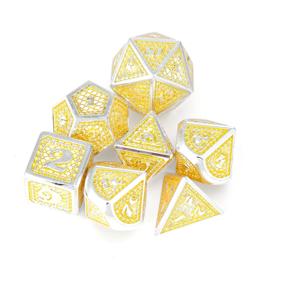metalen polyedrale dobbelstenen multi-side dobbelstenen set voor dnd rpg mtg rollenspel bordspel met stoffen zak