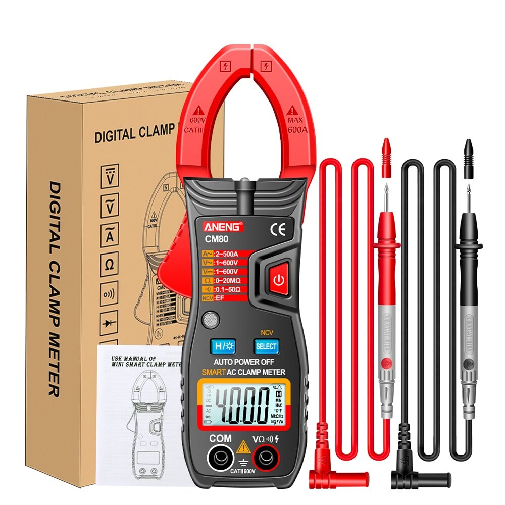 aneng cm80 4000 telt smart digitale stroomtang dc stroom spanning weerstand tester auto bereik ncv multimeter