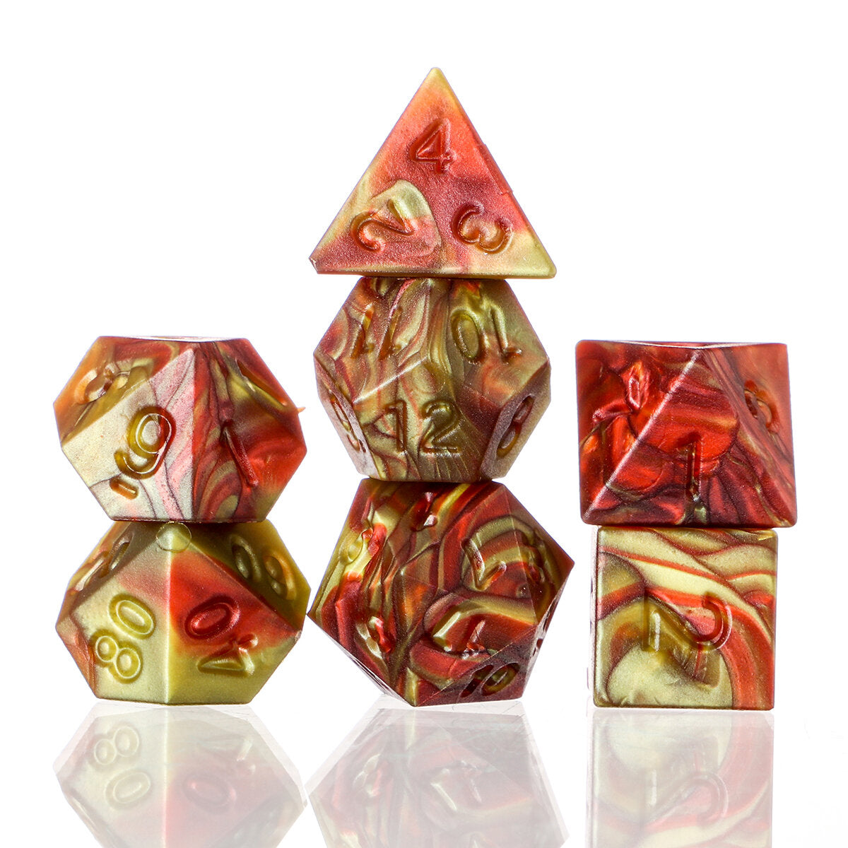 polyhedral dobbelstenen voor dungeons dragons games d20 d12 d10 d8 d6 d4 + pouch