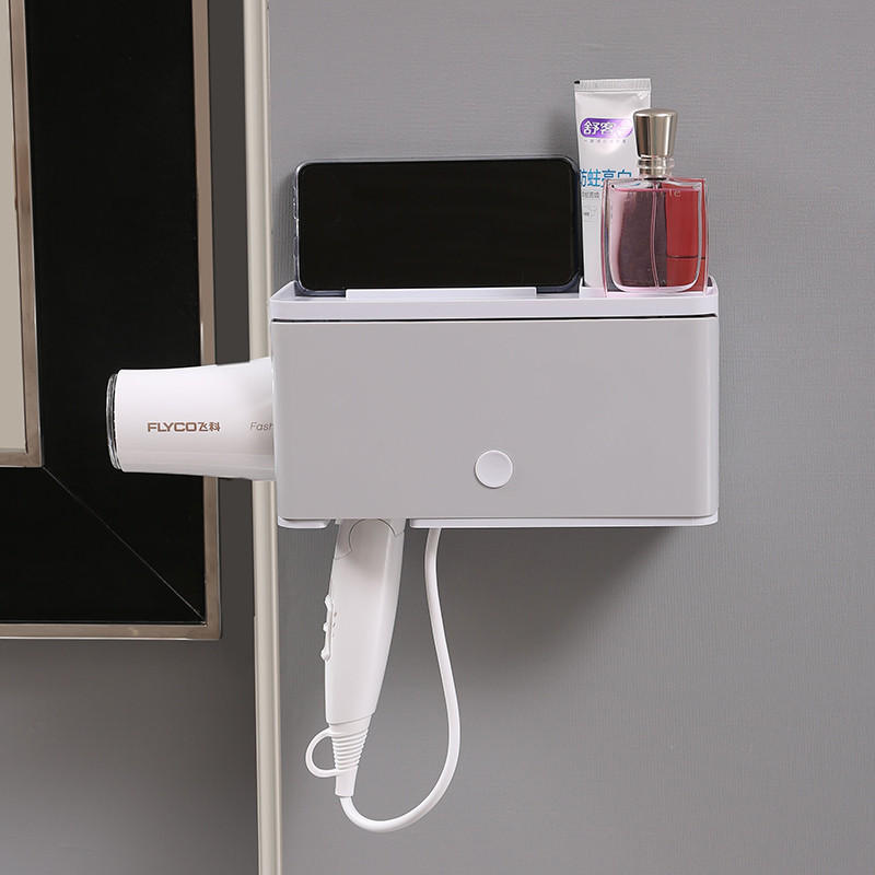 föhn houder stand wall mount hanger plastic badkamer organizer plank rack