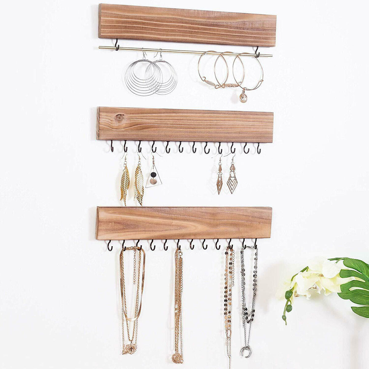 sieraden organisator ketting houten haak rek houder wandmontage opslag ...