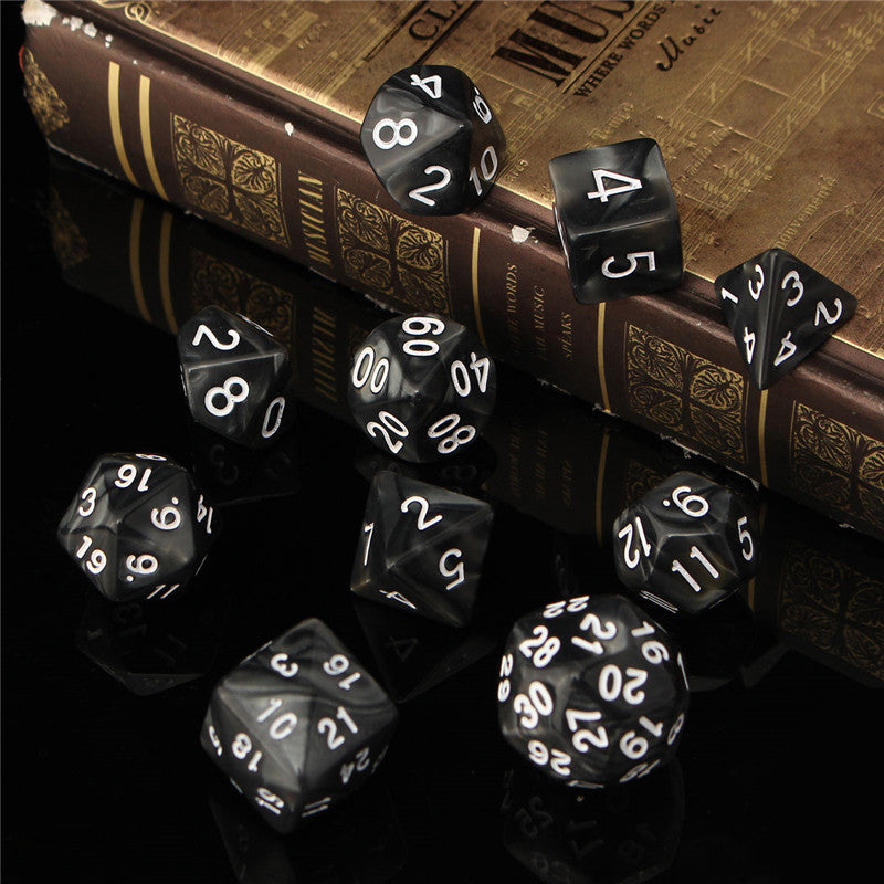10pc/set trpg games gaming dices d4-d30 multi-sided dices 6color