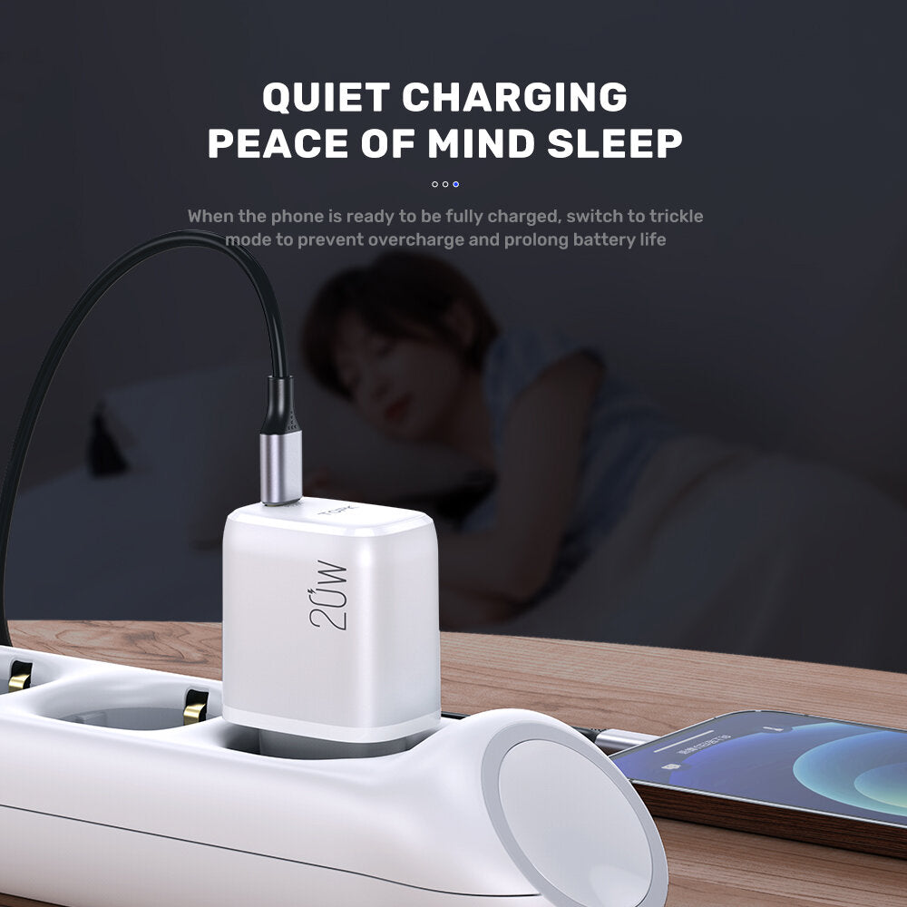 topk b110p usb-c pd 20w snellader voor aan de muur voor iphone 12 12 pro max voor samsung galaxy s10+ ulefone 10 5g