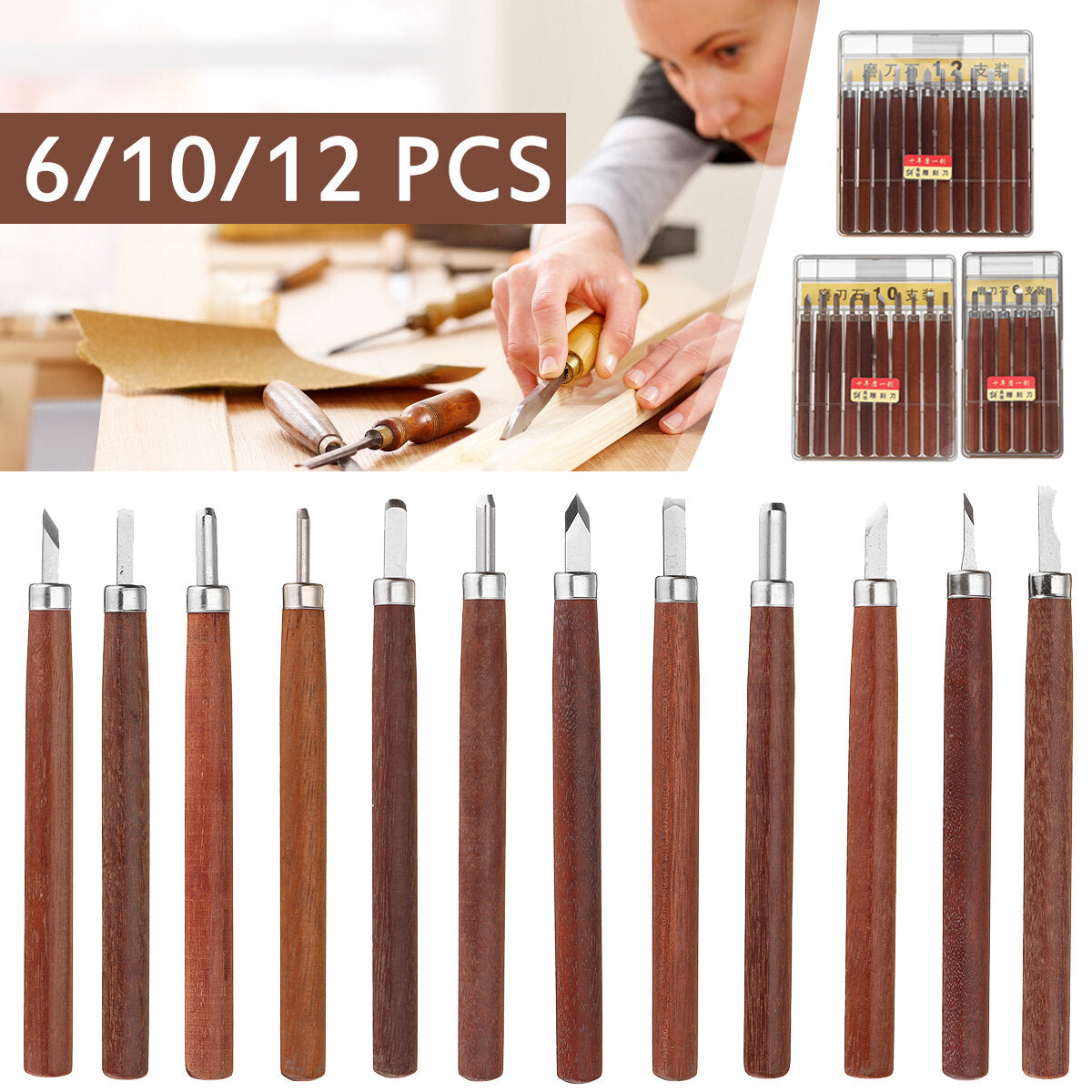 6/10/12 stuks hout steenhouwen beitels hand houtbewerking kit cutter gereedschap set