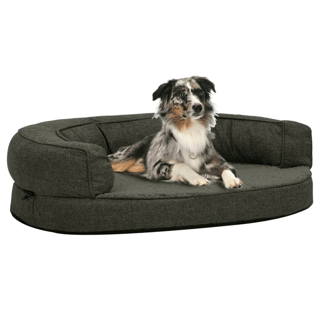 hondenmand ergonomisch linnen look 90x64 cm fleece donkergrijs