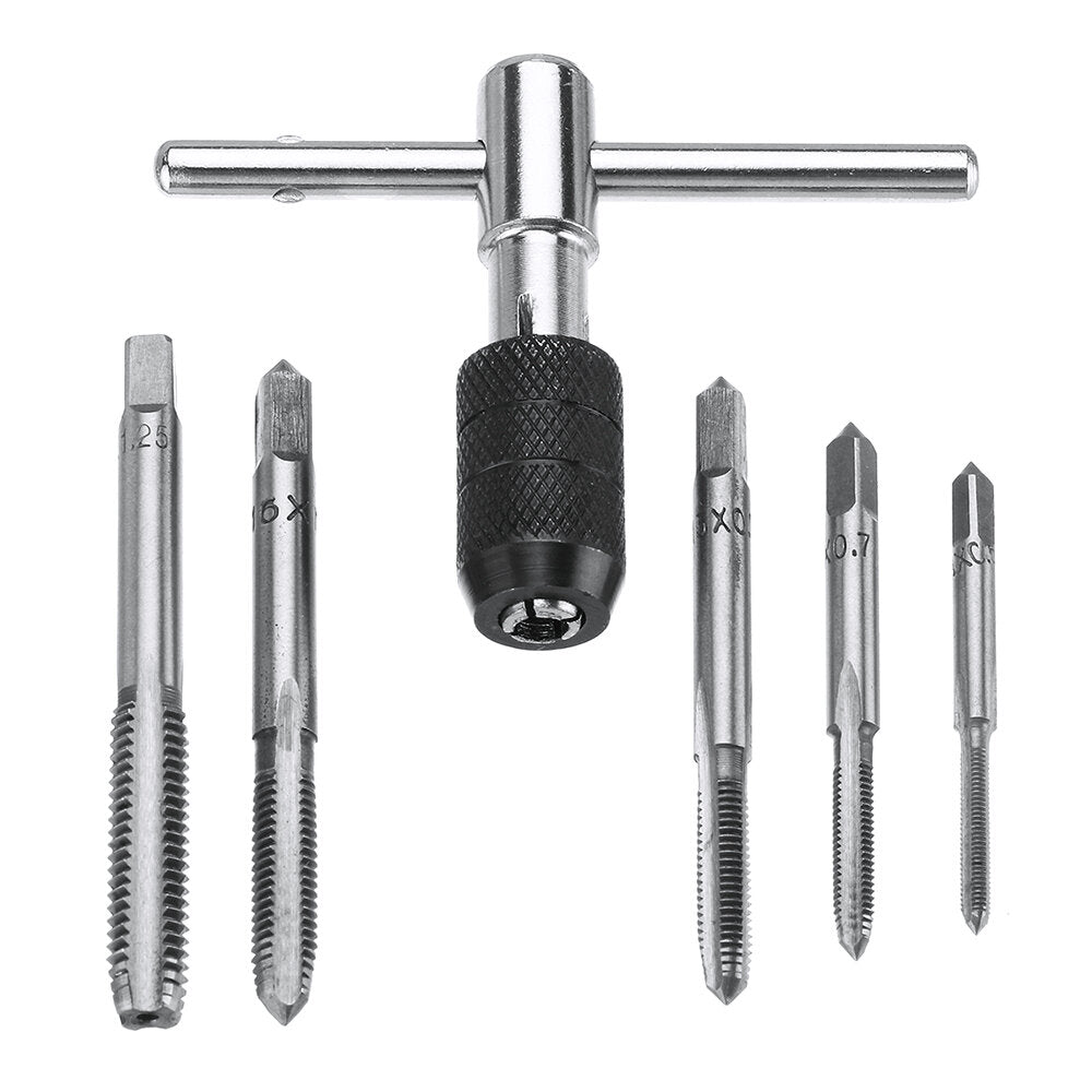 6 stuks m3-m8 tap boor set t handvat ratel tap wrench machinist tool met schroef tap hand