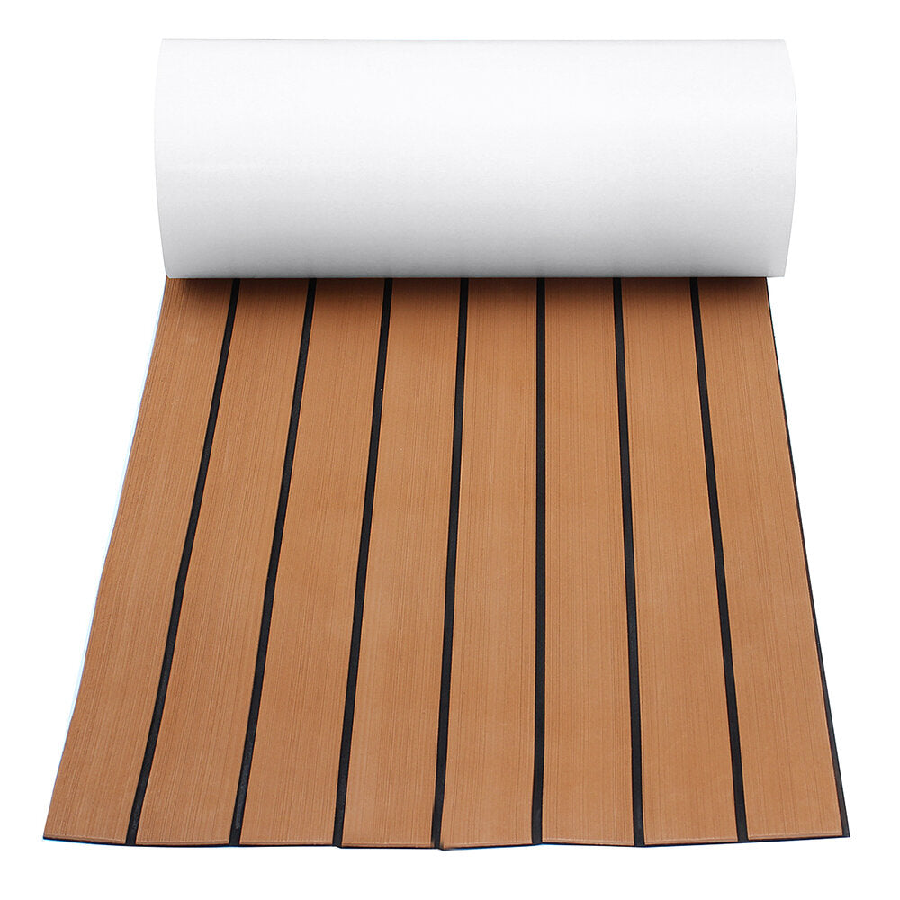6mm 45x240 cm eva foam teak dekblad zelfklevende boot jacht synthetische decking foam vloermat bruin met zwarte strepen