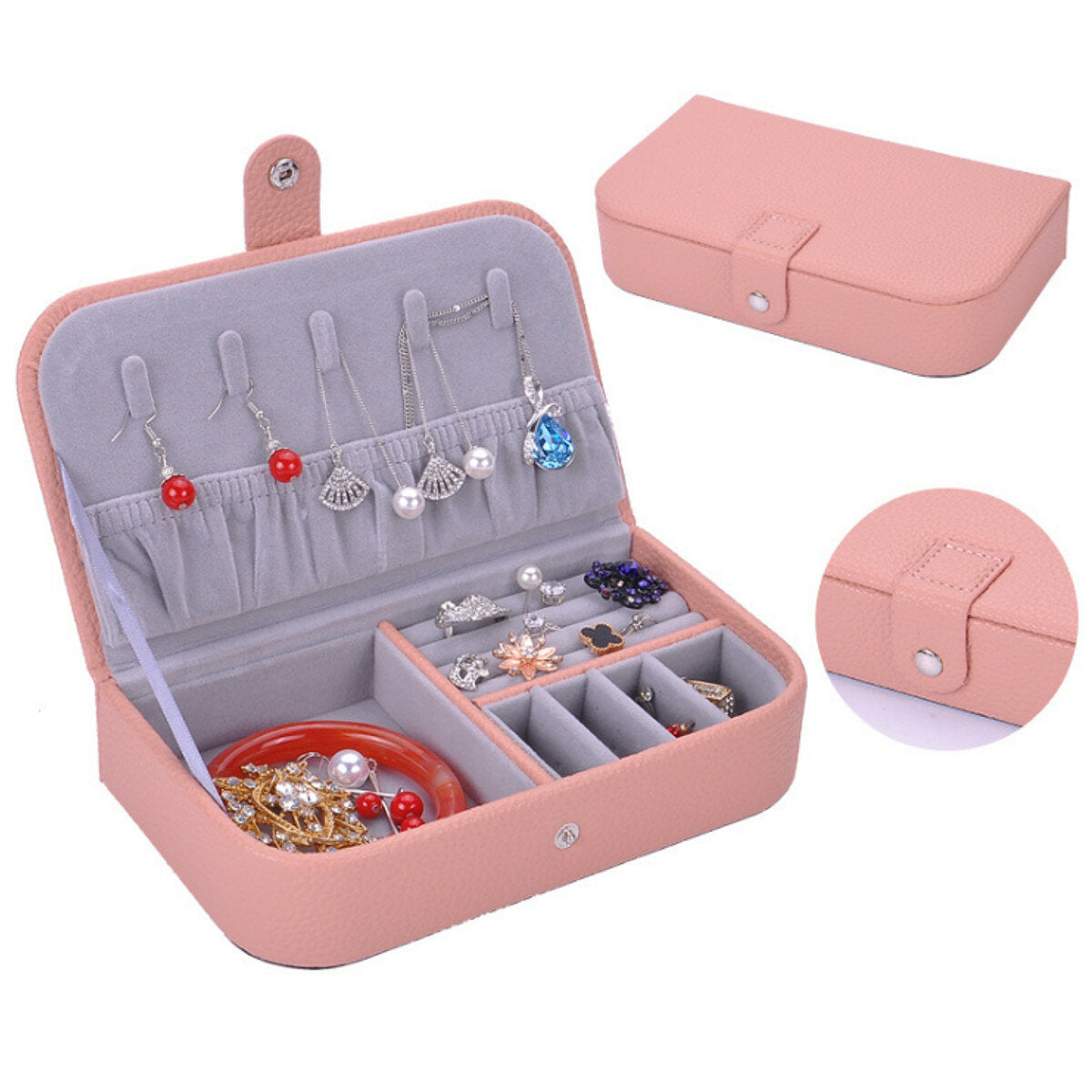 litchi patroon sieraden doos lederen oorbellen opbergkoffers voor meisje draagbare monolayer sieraden organiseren reizen kist