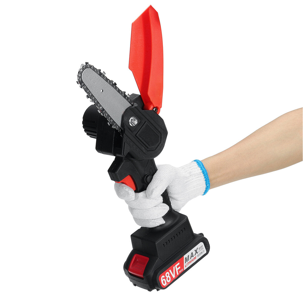 4 inch mini draadloze elektrische kettingzaag eenhandszaag houtbewerking houtsnijder w / 1/2 batterij