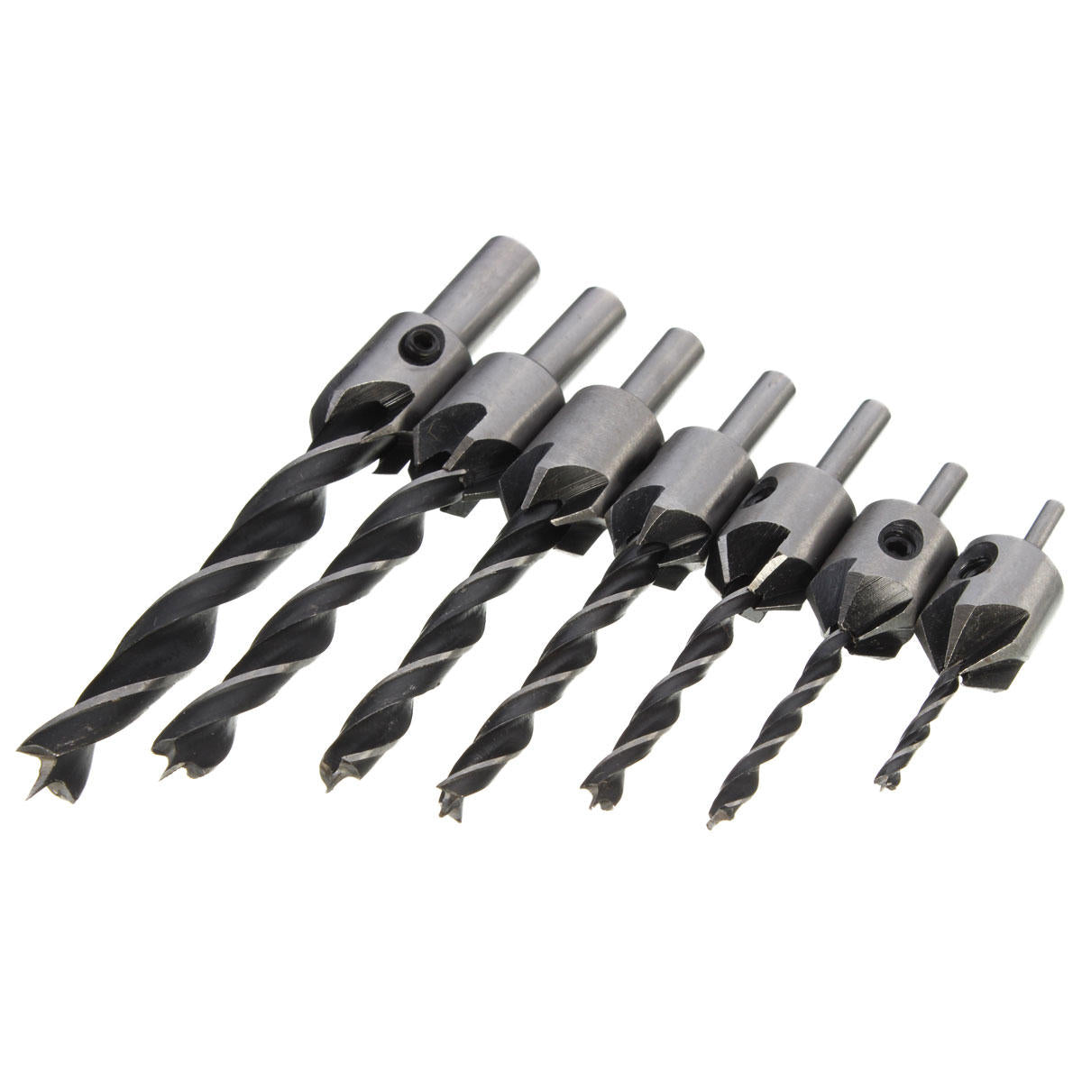 7 stuks 5 fluit verzinkboor set 3-10mm timmerwerk ruimer staal houtbewerking afschuining: