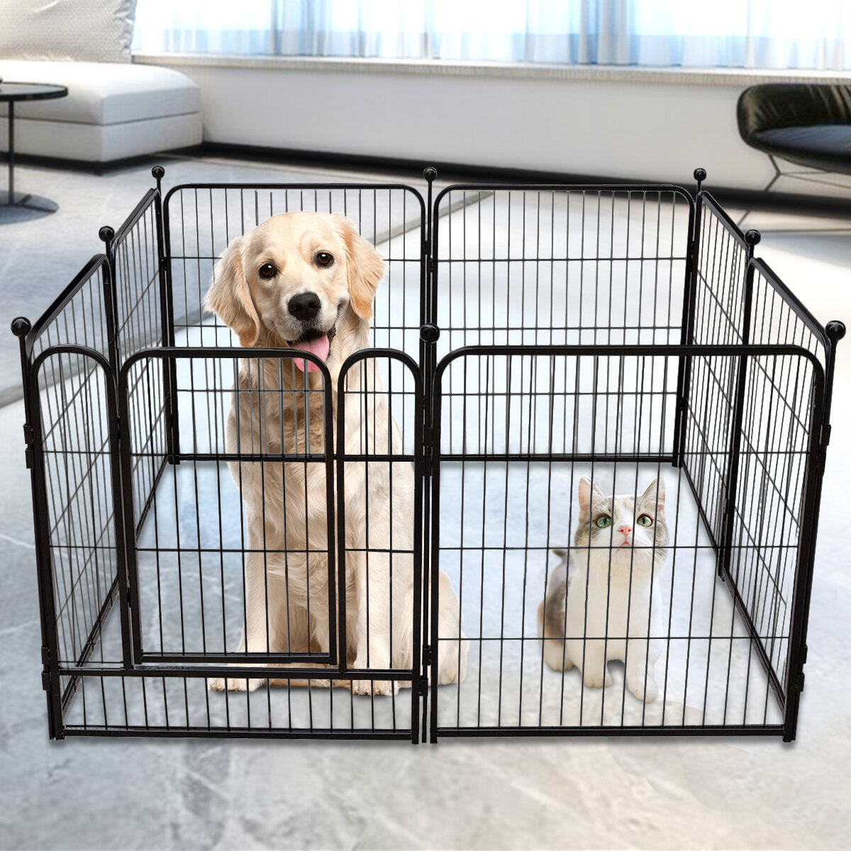 pawgiant hondenpen 8 panelen 40 hoogte rv hondenomheining buitenboxen oefenpen voor honden metalen beschermen ontwerppalen opvouwbare barrière met deur