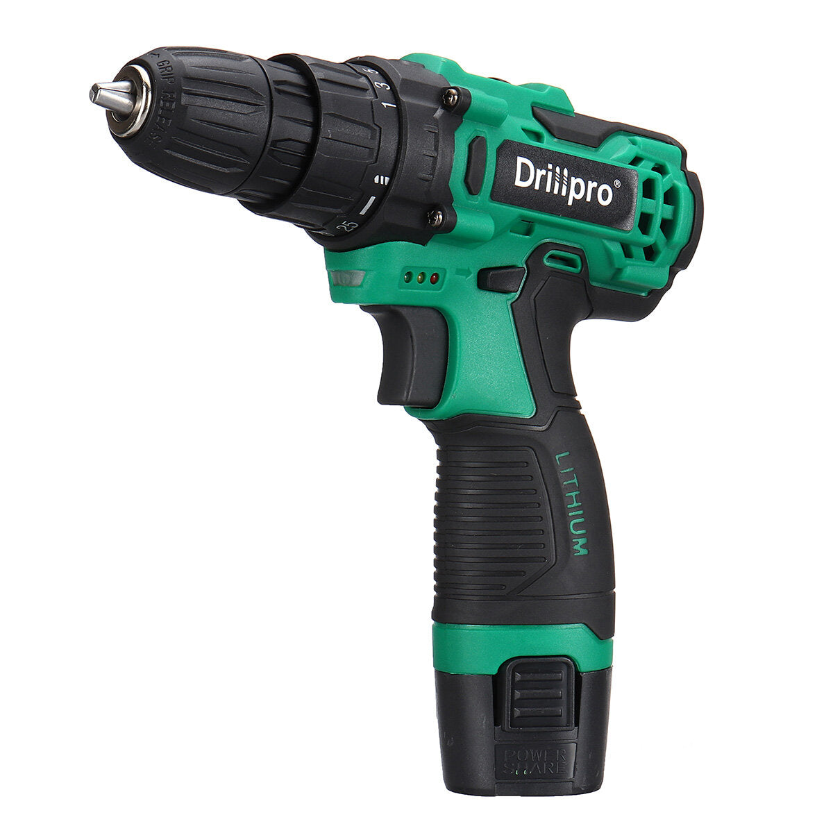 12v max 55n.m power boor draadloze elektrische boor oplaadbare driver schroevendraaier w / 1/2 stuks batterij