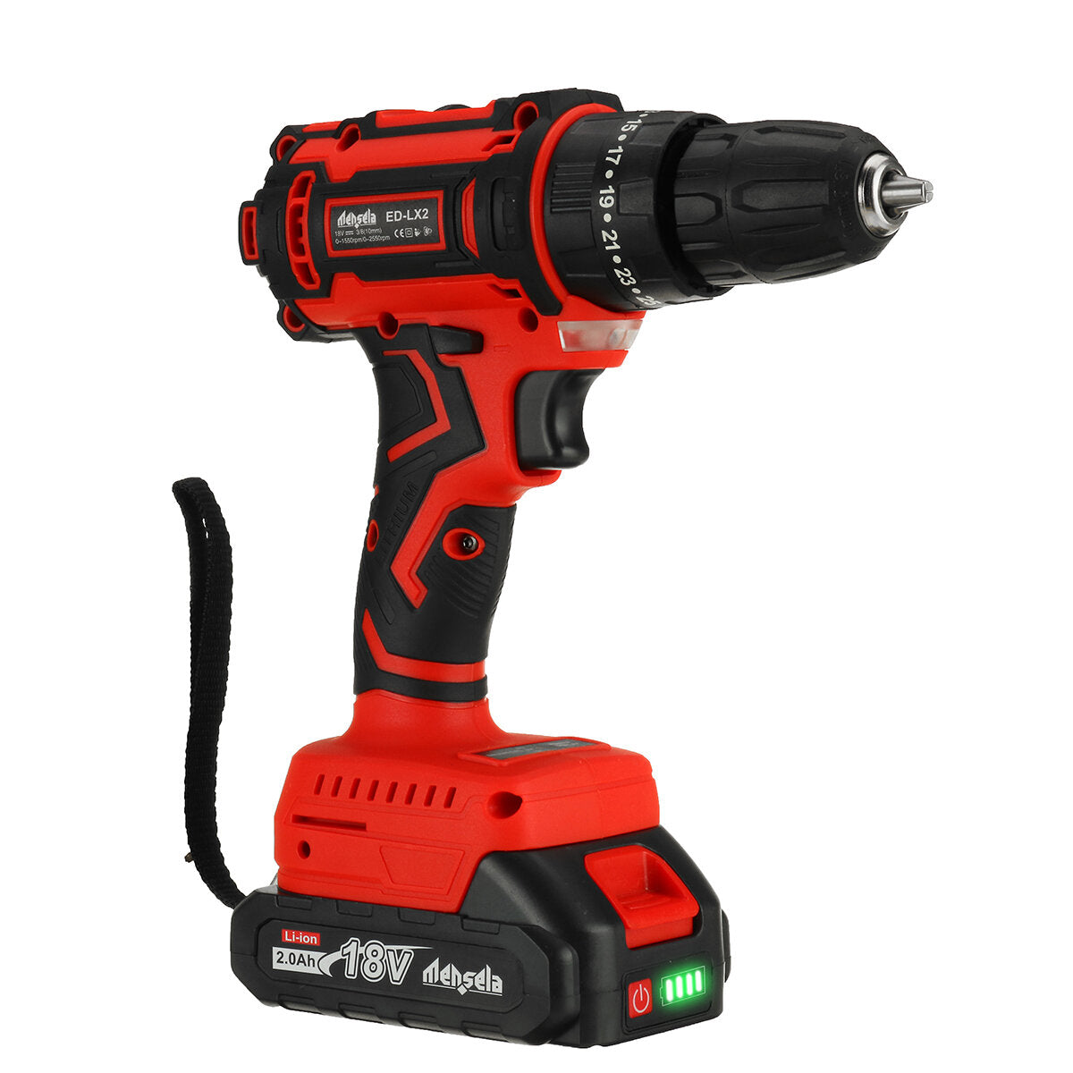 mensela ed-lx2 18v draadloze borstelloze klopboormachine elektrisch hammer boorschroevendraaier 25+3 versnellingskoppel 2 variabele snelheid w / 2.0ah batterij voor makita voor het boren van hout metaal