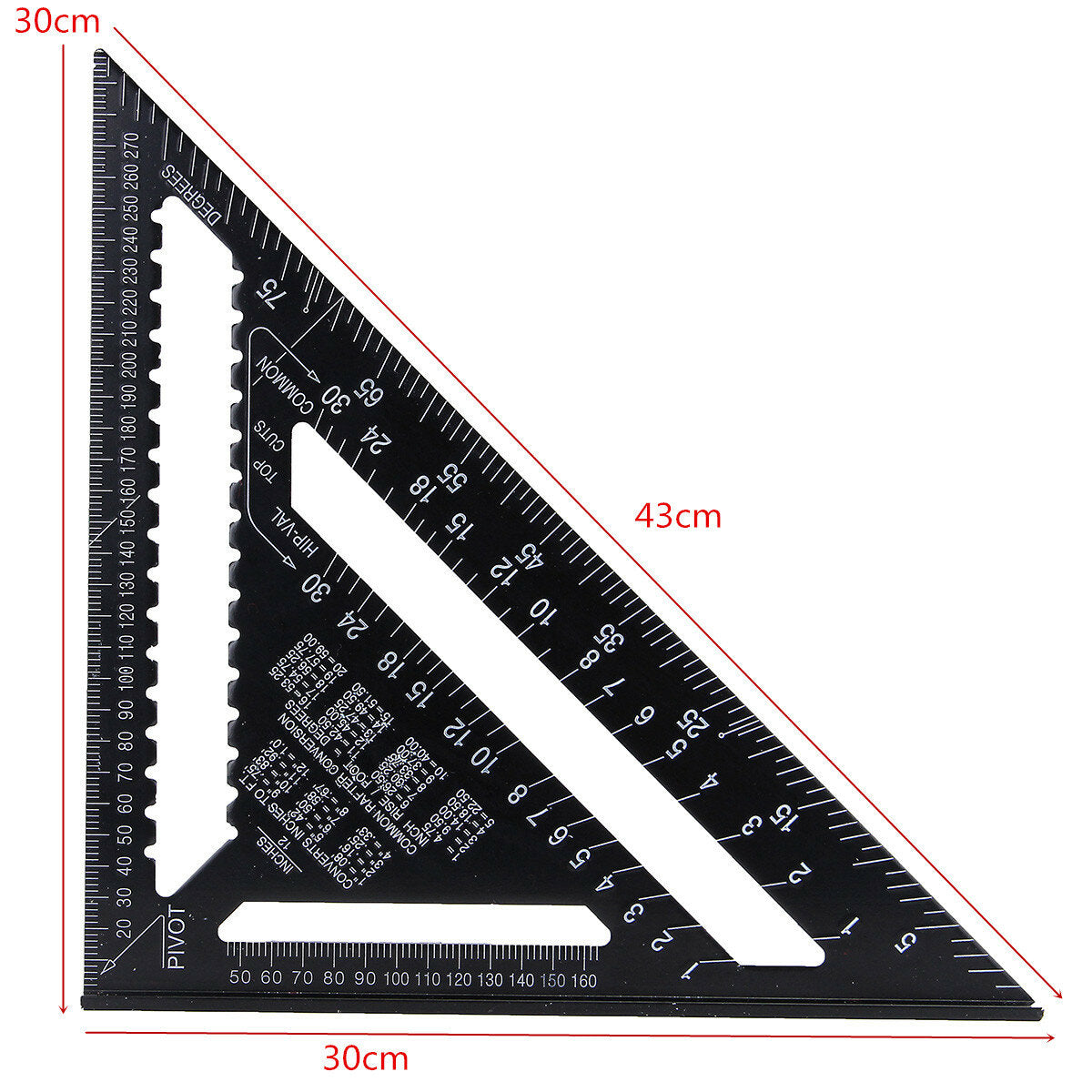 raitool ar01 43x30x30cm metrische aluminium driehoek liniaal zwarte driehoekige liniaal
