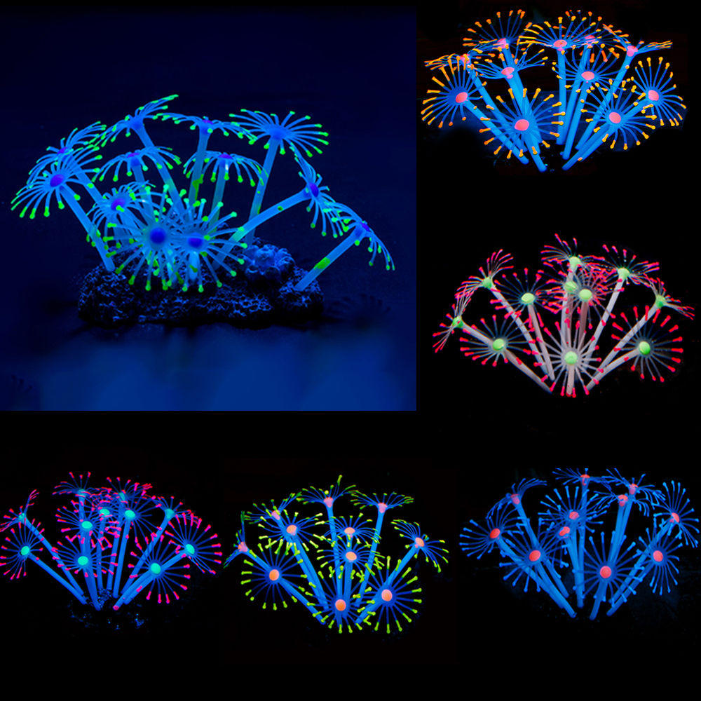 silicone gloeiende kunstmatige aquarium aquarium coral planten ornament onderwater huisdieren decor