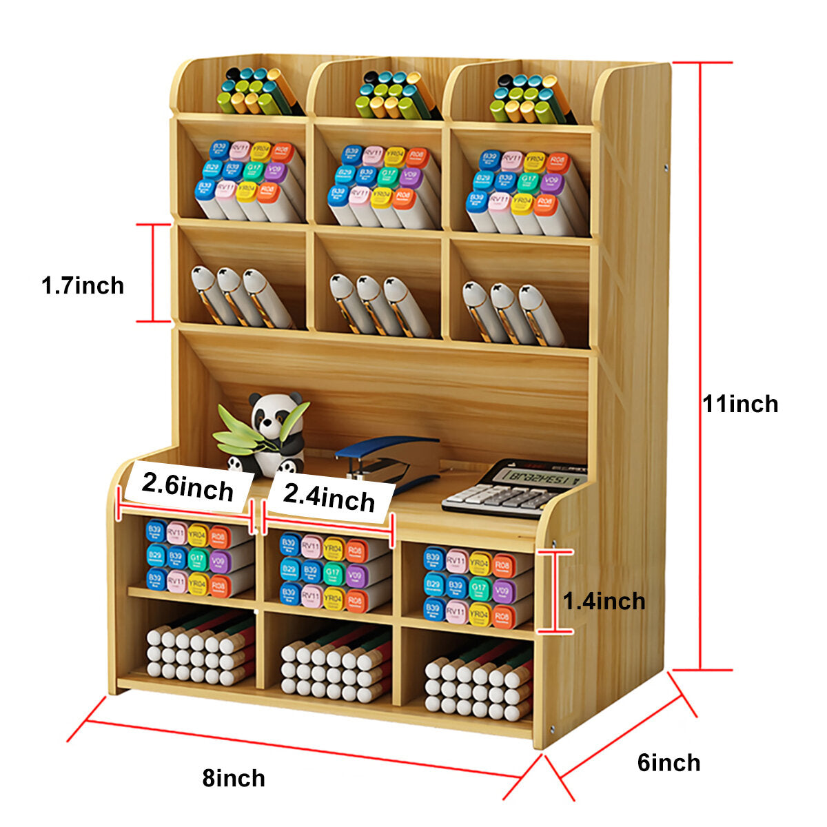 pennenhouder opbergdoos hout potlood dhz desktop container studentsk case rack