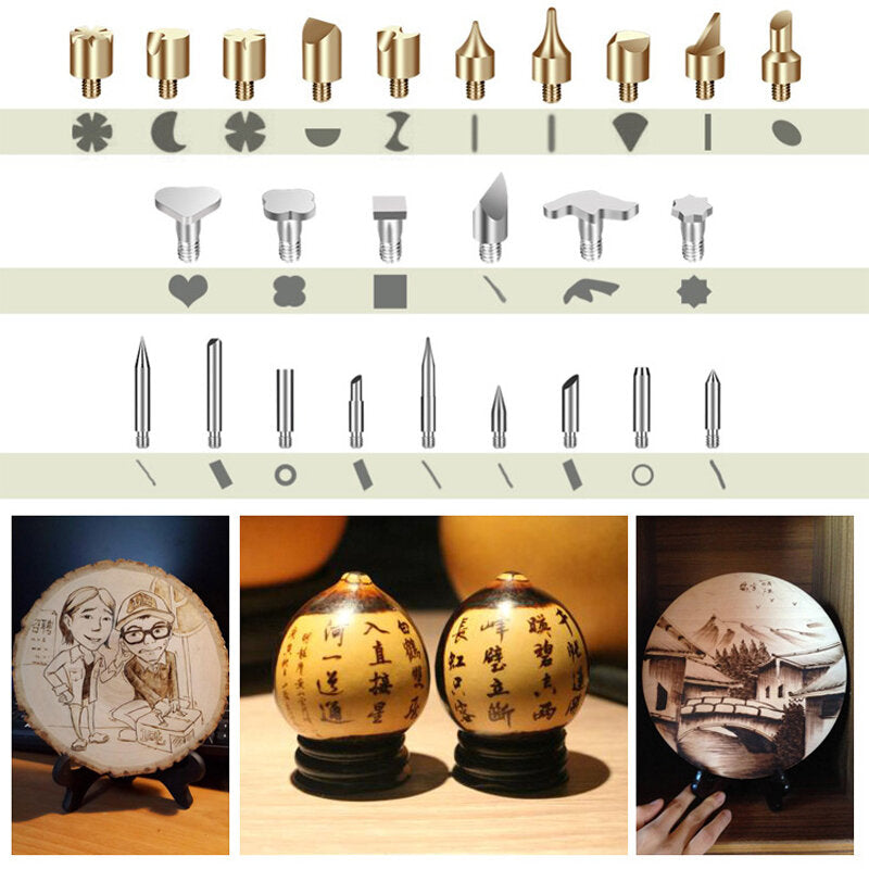 71 stuks / set houtgestookte pen tool solderen stencil iron craft pyrography kit 60 w.