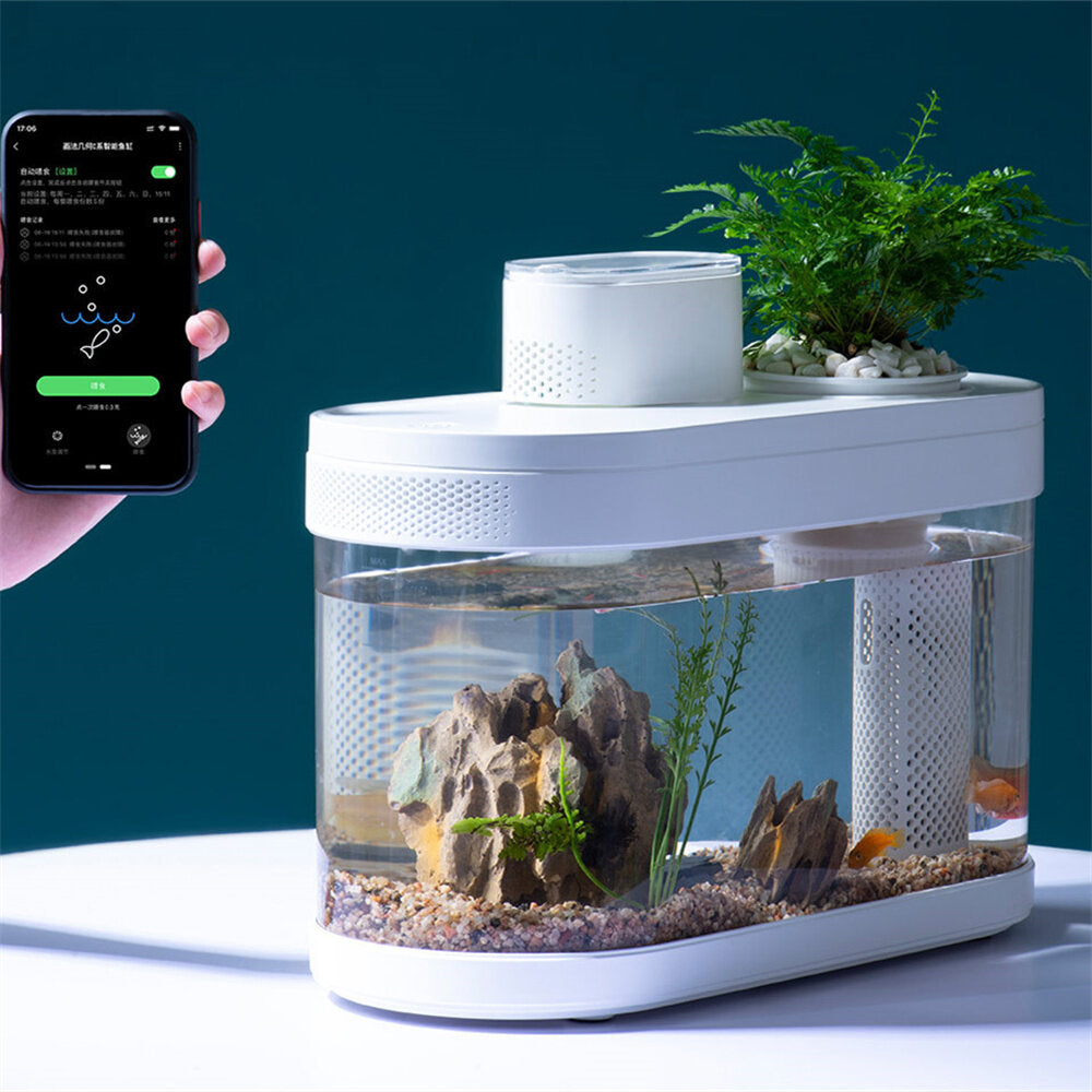 beschrijvende geometrie desgeo c180 9l aquarium pro smart feeder 7 kleuren led-licht zelfreinigend hoogrenderende filtratie mini-aquarium met mijia app-bediening dierbenodigdheden