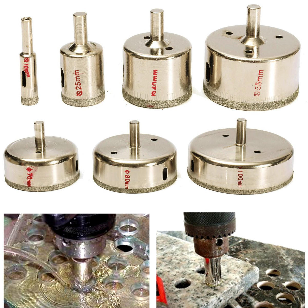 7 stuks 10-100mm diamant gatenzaag boor set tegel keramisch glas porselein marmer gatenzaag: