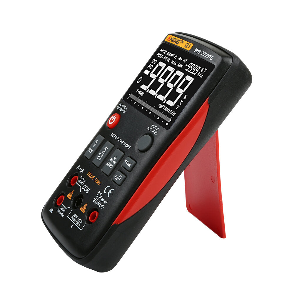 aneng q1 9999 counts true rms digitale multimeter ac dc spanning stroom weerstand capaciteit temperatuurtester automatisch/handmatig raging met analoge staafgrafiek