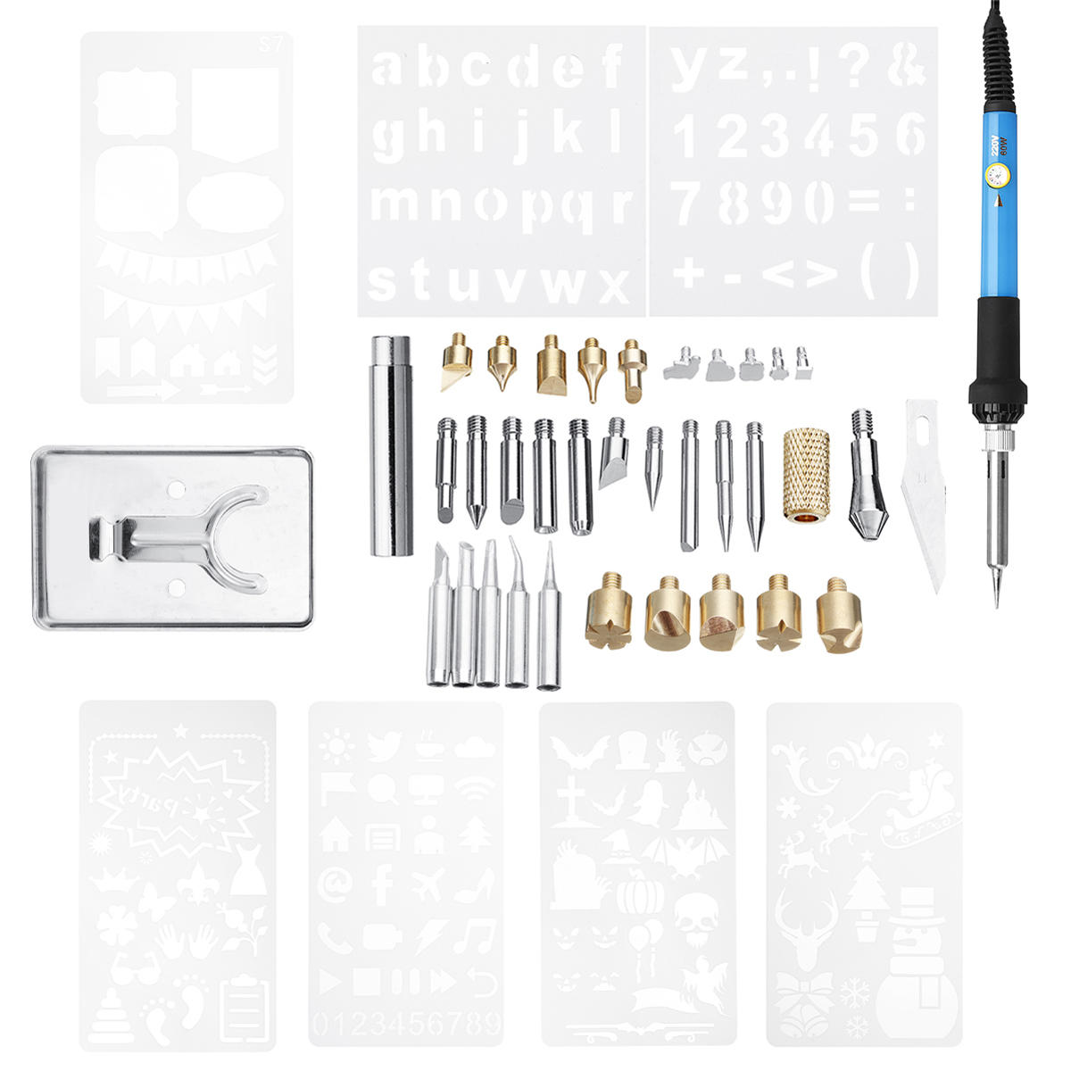 42 stuks 110 v/220 v elektrische soldeerbout lassen pen carving craft kit soldeer pincet