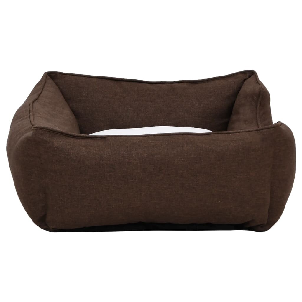 hondenbedlinnen look 65x50x20 cm fleece bruin en wit