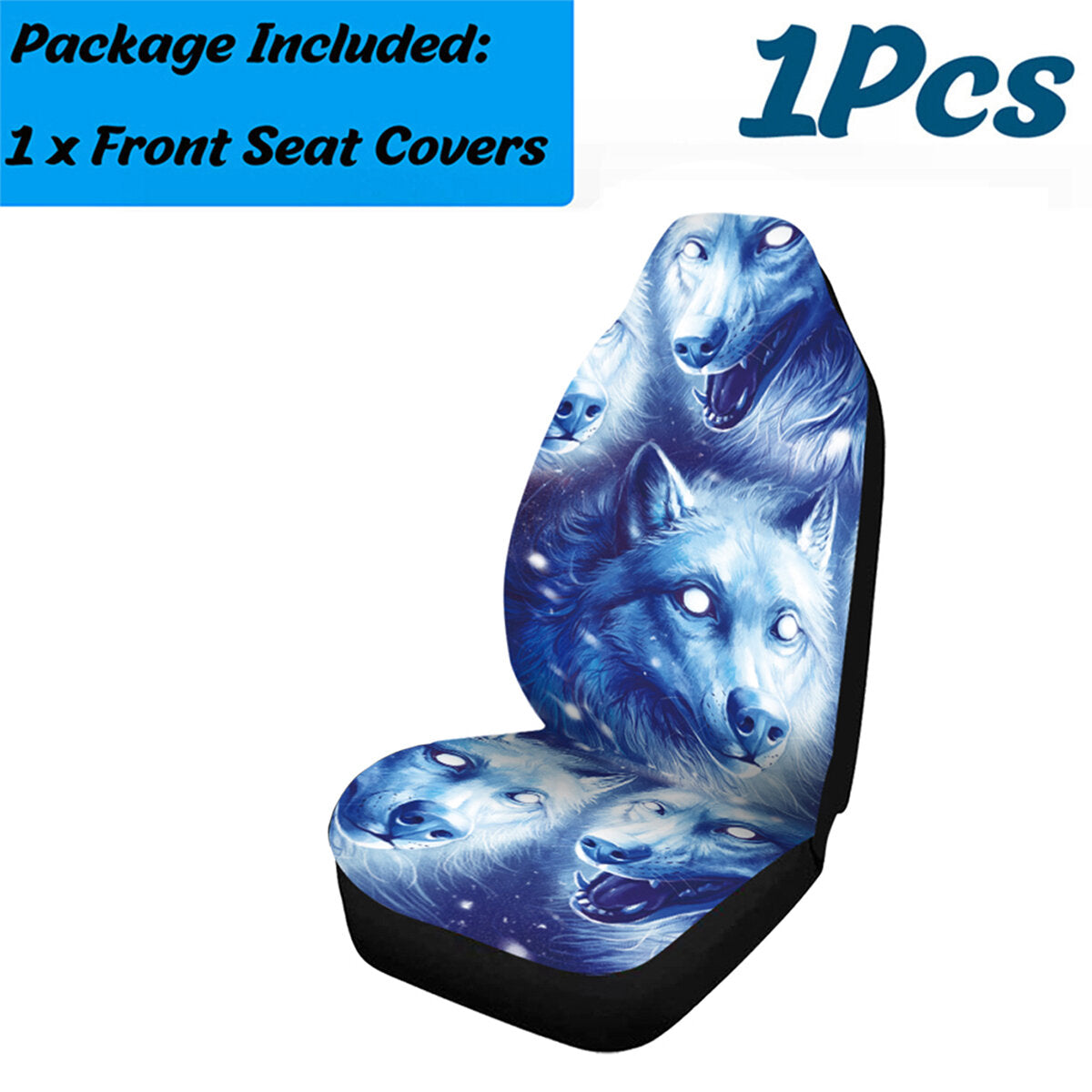 1/7 stuks universele autostoel cover wolf blauw & wit ontwerp voorstoel volledige beschermen