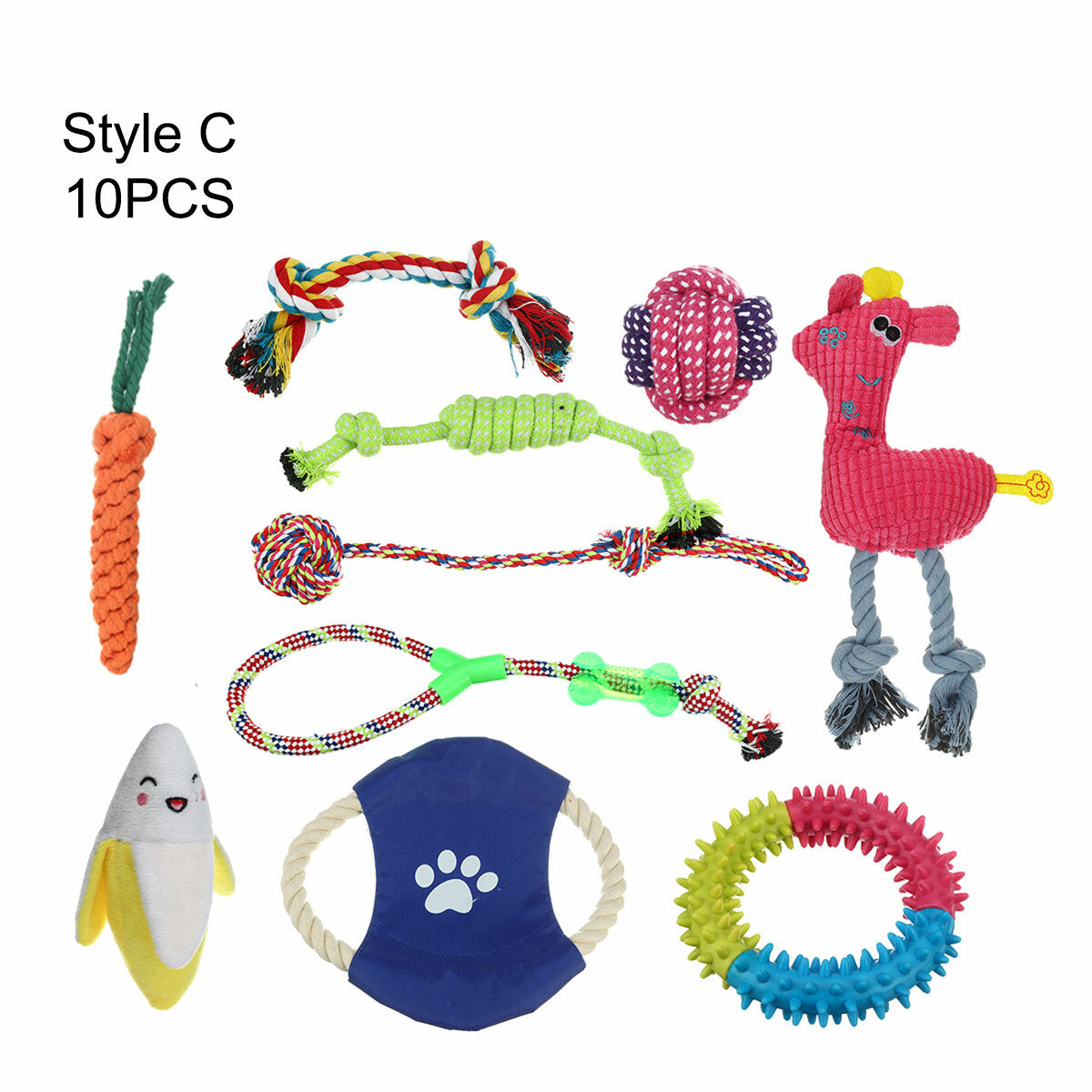 12x diverse honden puppy huisdier speelgoed touwen kauwbal knoop training speelbundel katoen