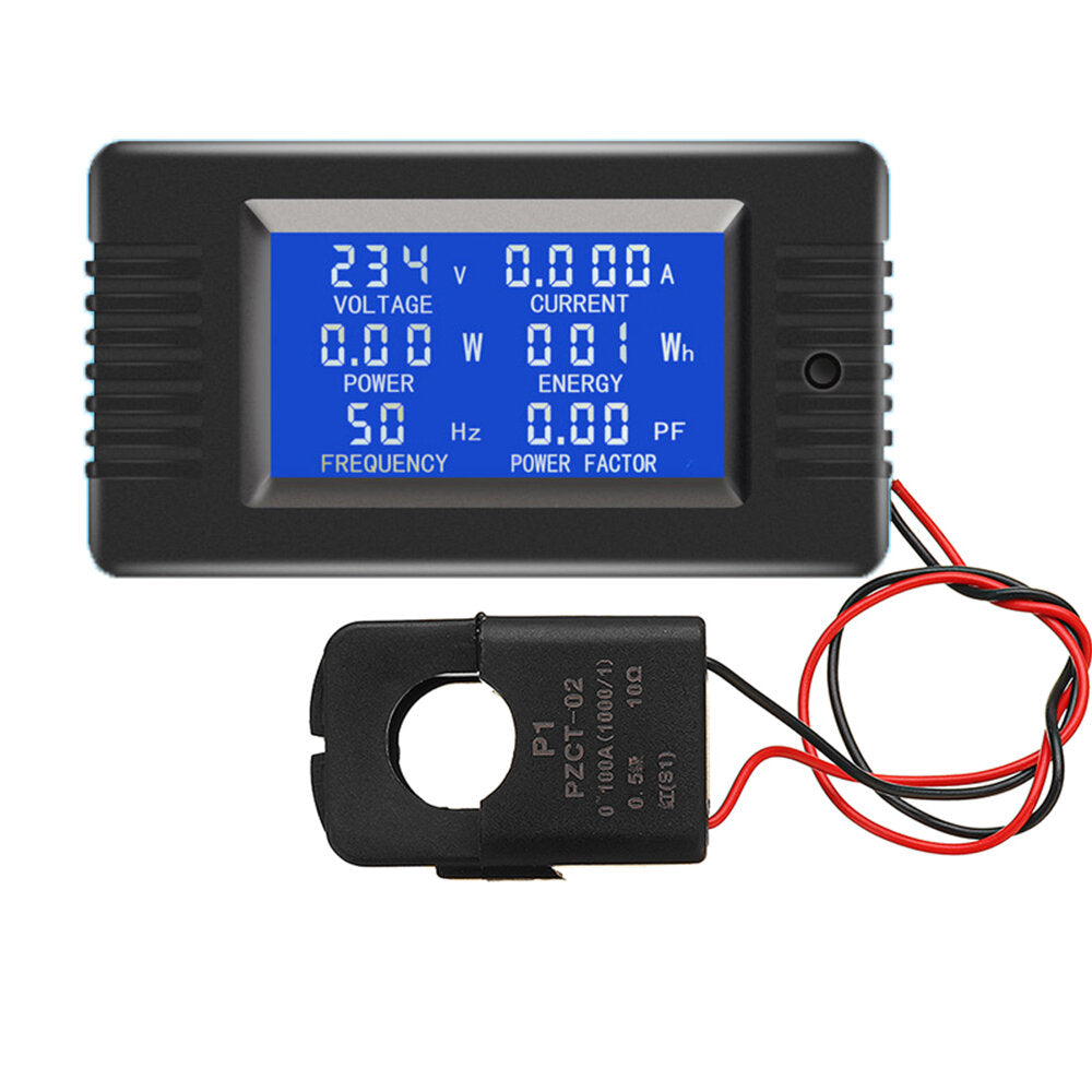 pzem-022 open en sluit ct 100a ac digitale display power monitor meter voltmeter ampèremeter frequentie