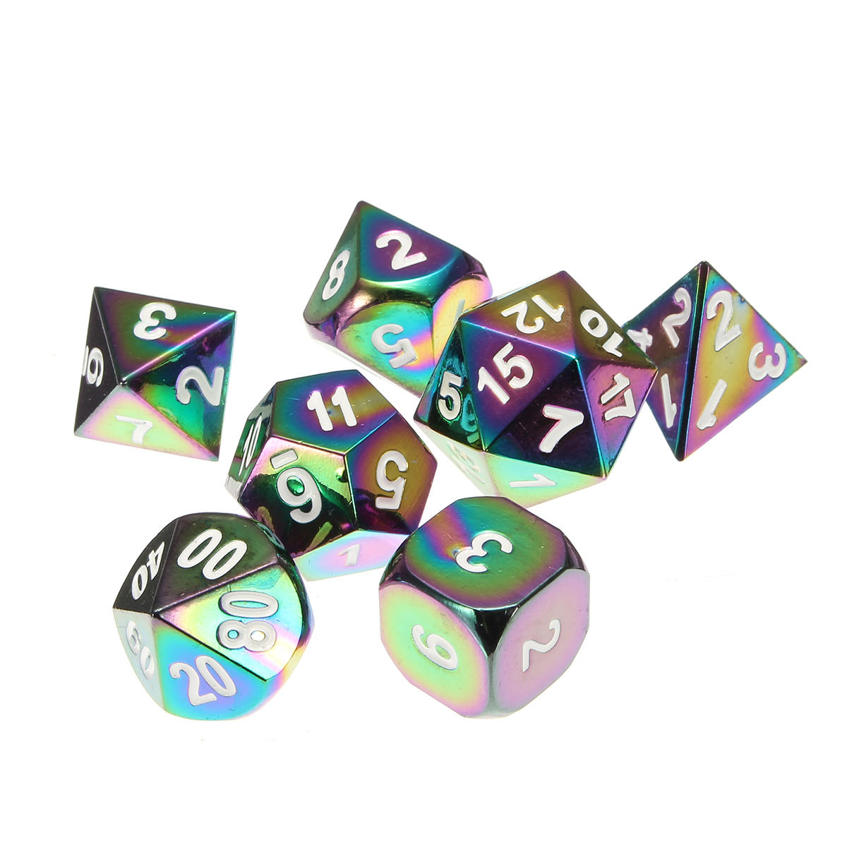7 stuks colorful zinklegering polyhedral dice set bordspel multisided dobbelstenen gadget: