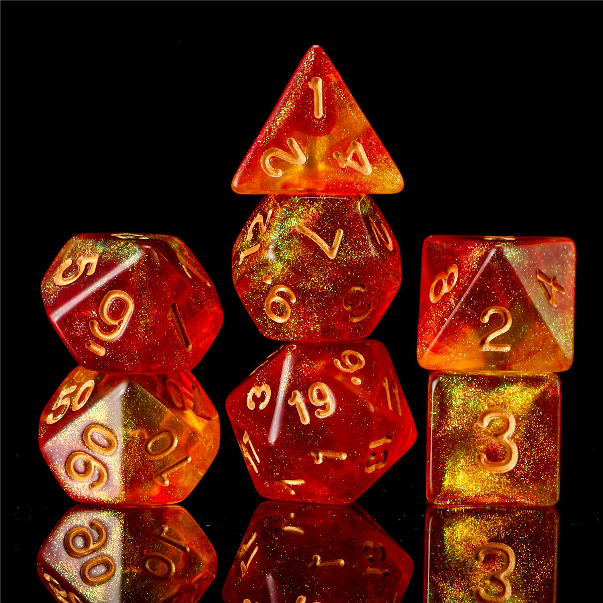 polyhedral dobbelstenen voor dungeons dragons games d20 d12 d10 d8 d6 d4 + pouch