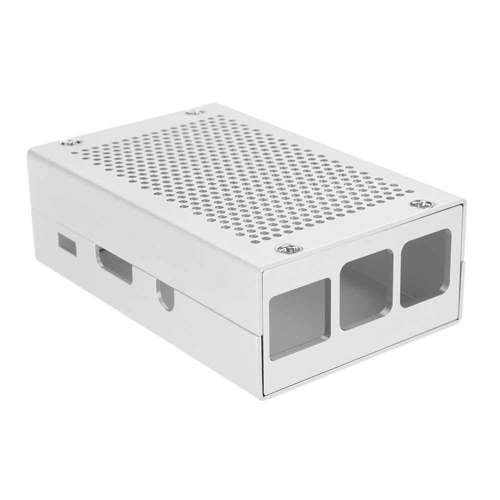 zilver / zwart aluminium behuizing metalen behuizing met schroevendraaier voor raspberry pi 3 model b+ (plus)