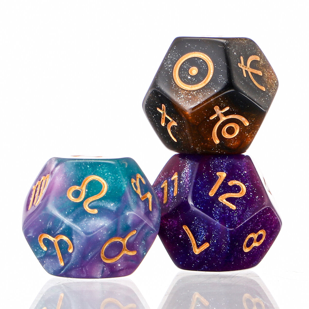 polyhedral dobbelstenen voor dungeons dragons games d20 d12 d10 d8 d6 d4 + pouch