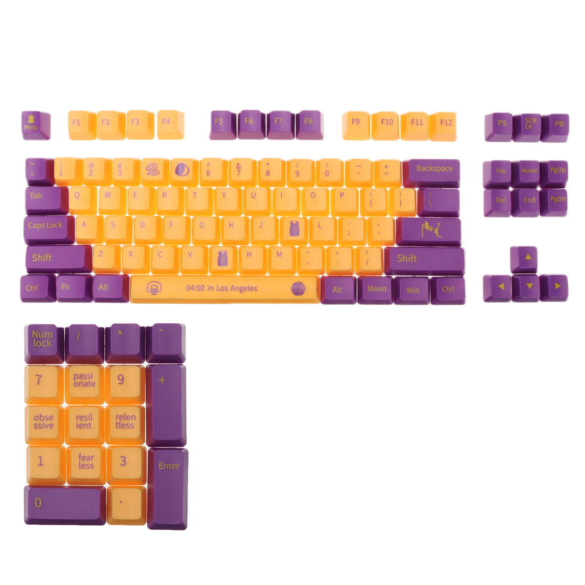 104 toetsen legend keycaps set paars geel kleuren oem profiel abs keyc ...