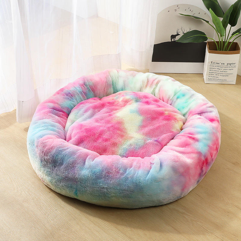 pluche rond soft huisdier bed flush kennel nest katten honden warme comfortabele slaapmatten