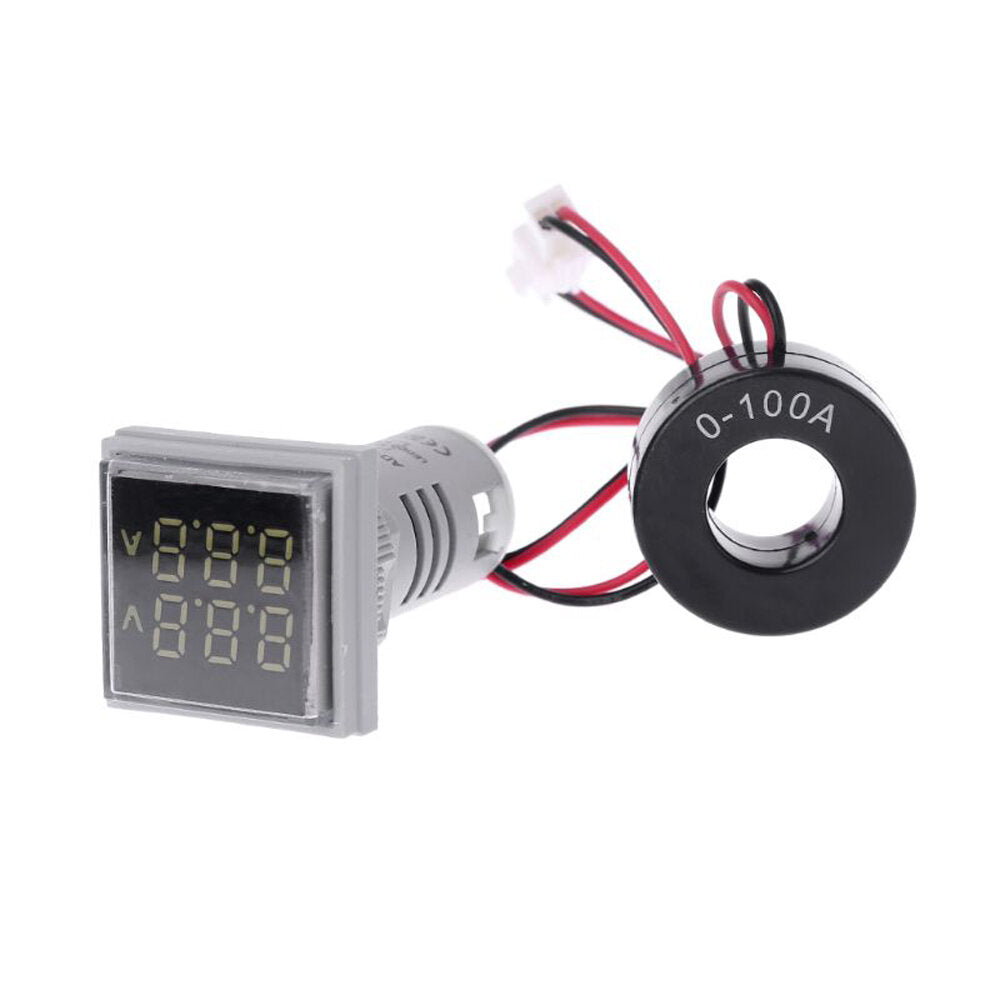 geekcreit ac 60-500v 0-100a d18 vierkante led digitale dual display voltmeter ampèremeter spanningsmeter stroommeter