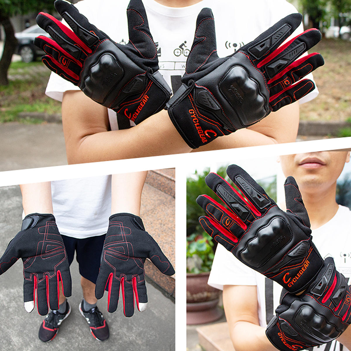 veiligheid touchscreen vingerhandschoenen gel bike cycling sports antislipmotorfiets