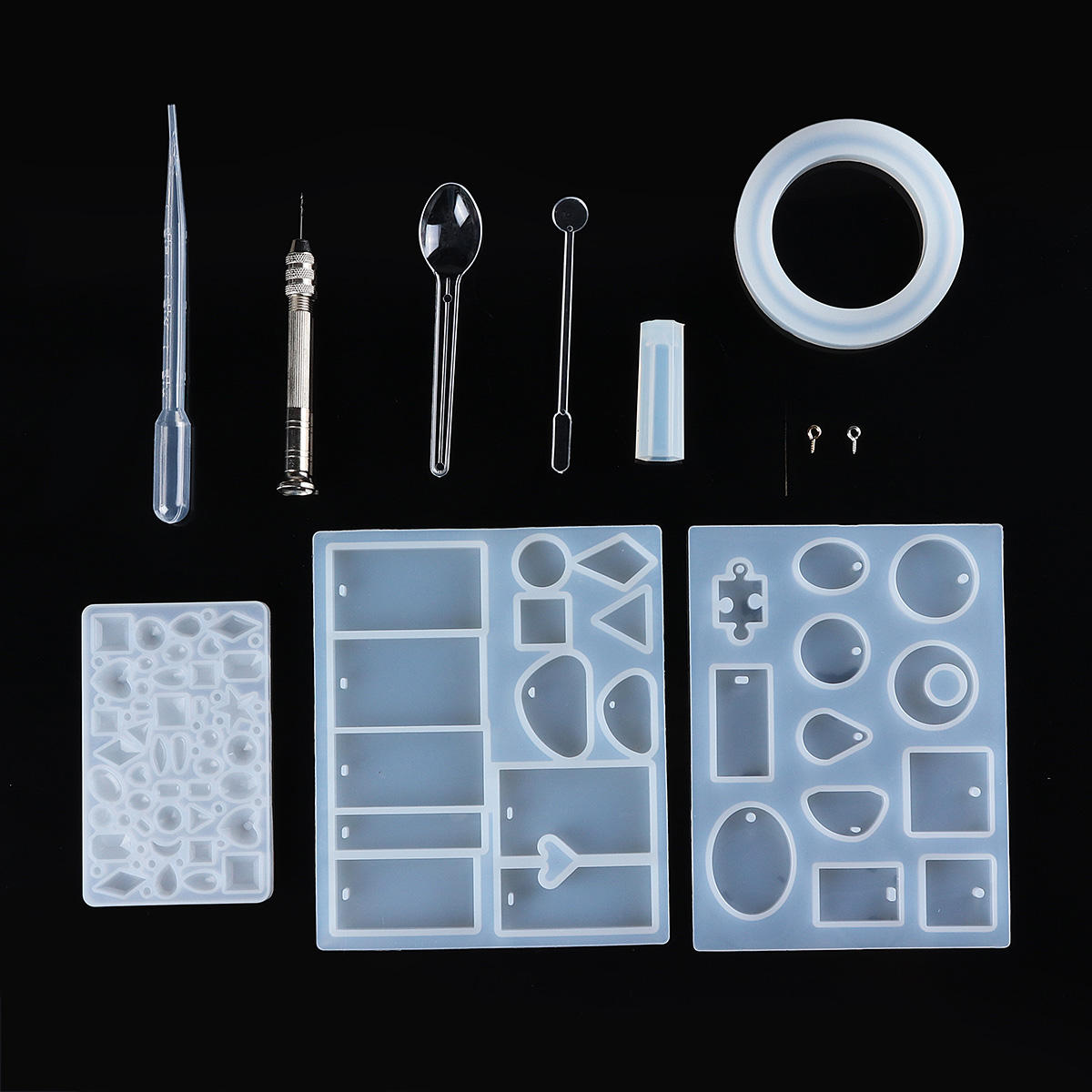 27 stuks dhz craft tools kit silicone crystal mold maken sieraden hanger resin casting