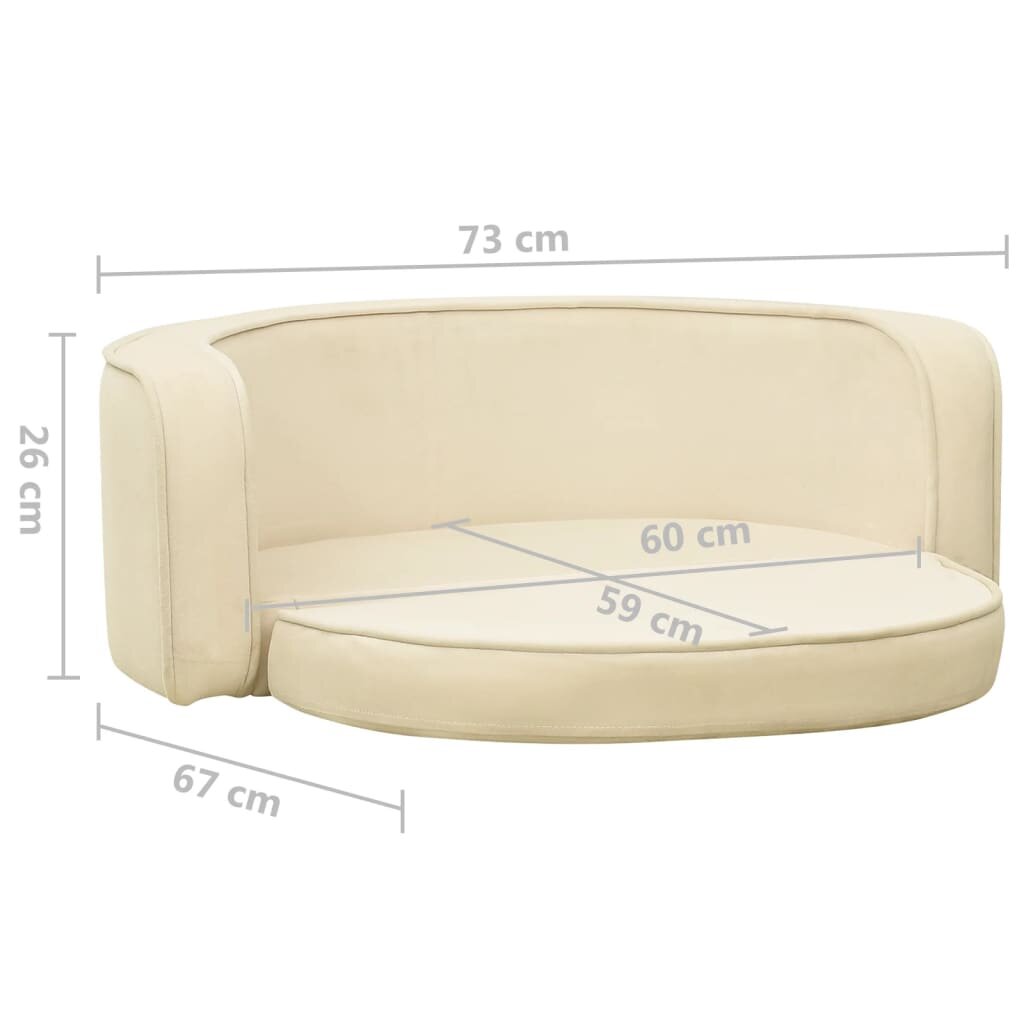 hondensofa opvouwbaar 73x67x26 cm pluche crèmekleurig