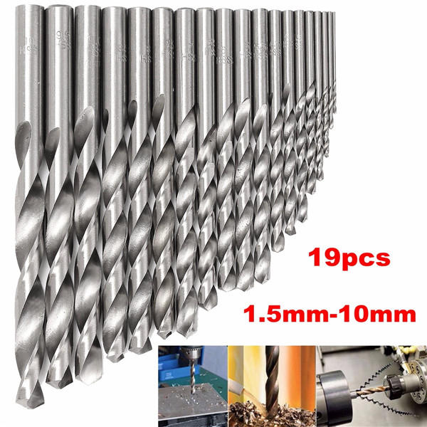 19-delige hss-spiraalboorset van 1.5 mm tot 10 mm