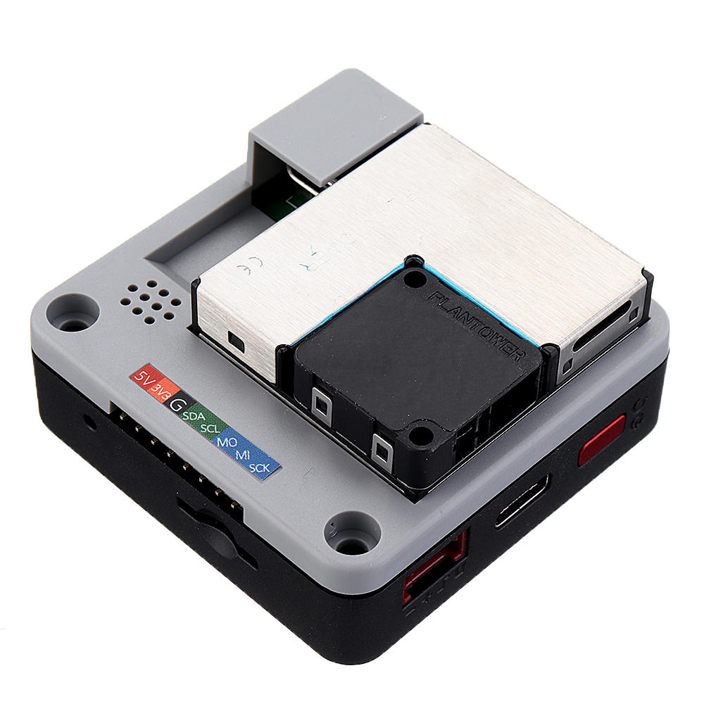 m5stack pm2.5 sensormeter usb power sht20 met zwarte basiskern