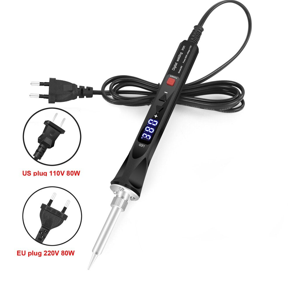110 v/220 v 80 w led digitale elektrische soldeerbout met 5 pc lassen tips soldeerbout temperatuur regulerende lasbout