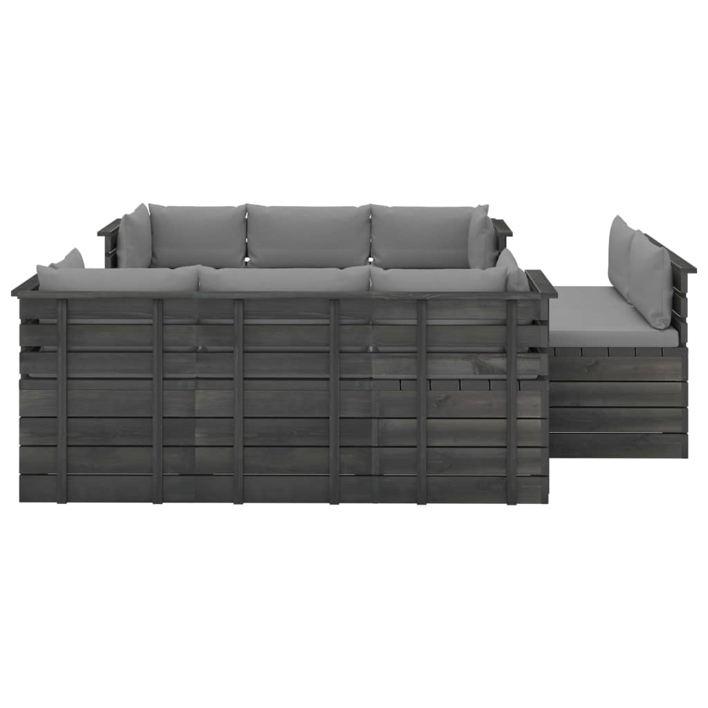 9-delige loungeset met kussens pallet massief grenenhout